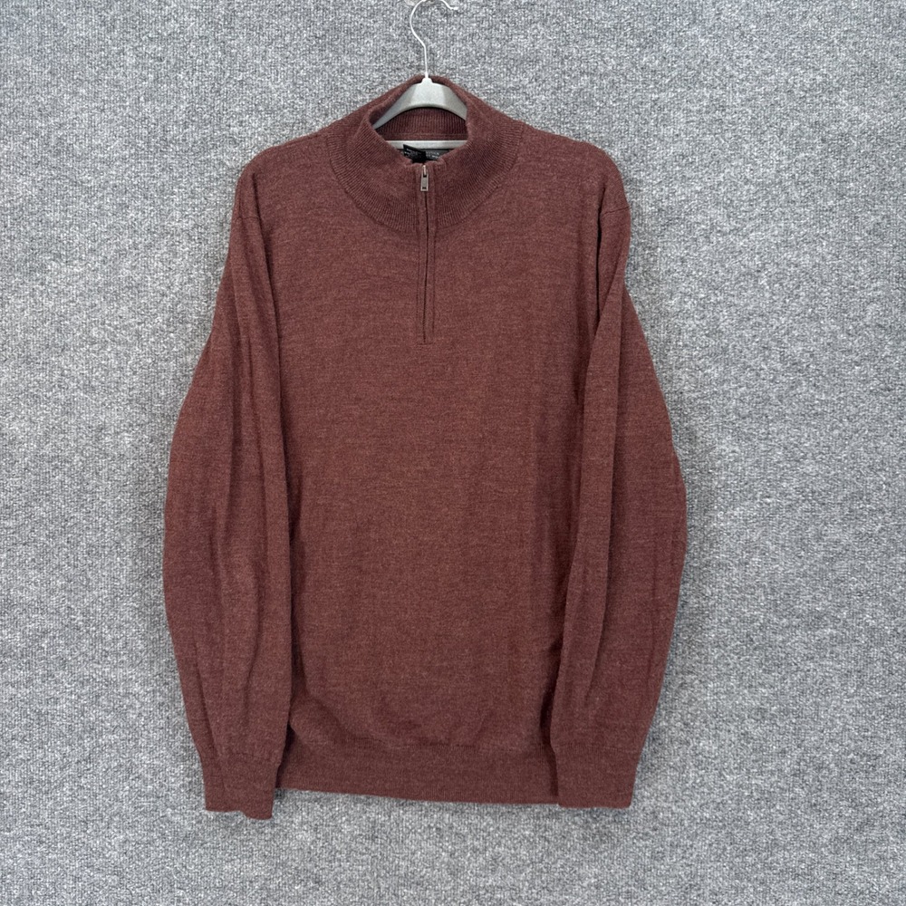 Christian Lacroix Sweater Mens XL Burgundy Extrafine Merino Wool 1/4 Zip Mock